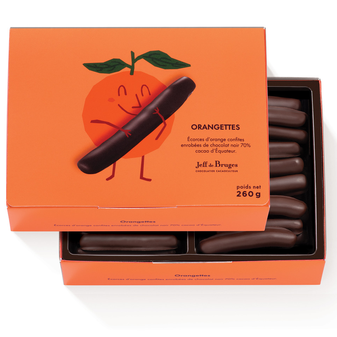 Ballotin Jeff de Bruges contenant 260g d'orangettes