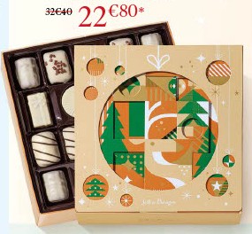 Ballotin Jeff de Bruges contenant 500g de chocolats BLANCS